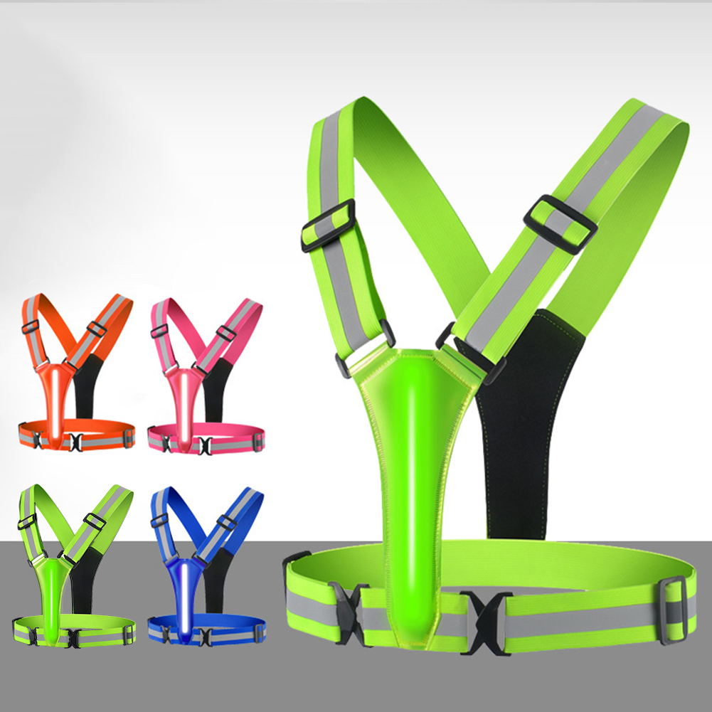 Cycling Gear Vest - LED 러닝 조끼, USB 충전식 반사
