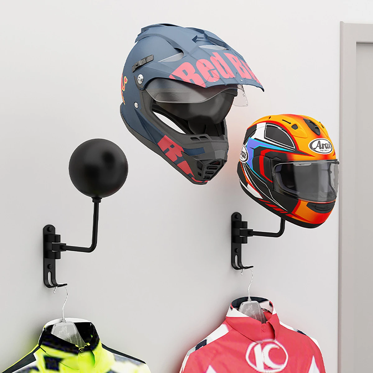 Cycling Gear Wall Mount - 벽걸이형 금속 오토바이 헬멧 랙 -