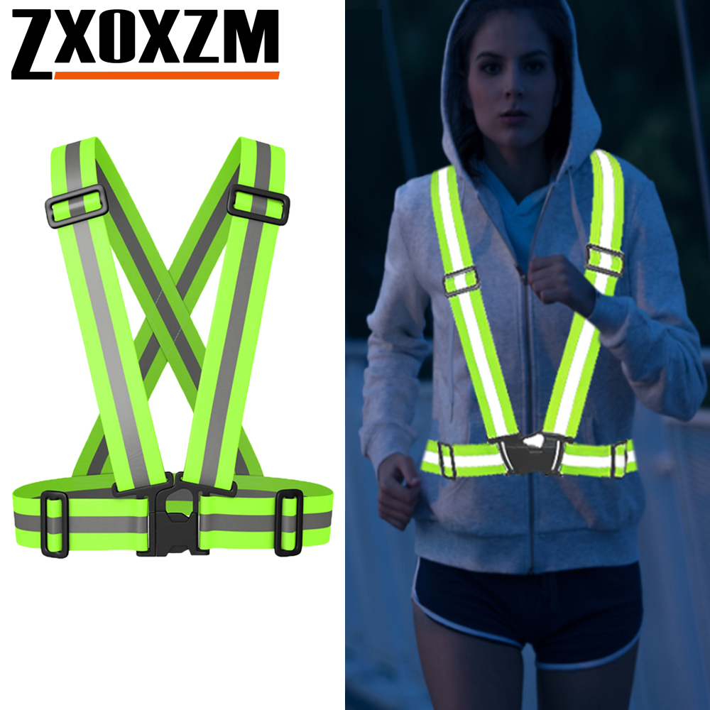 Cycling Gear Vest - 1개입 야간 러닝 조끼 고가시성 반사,