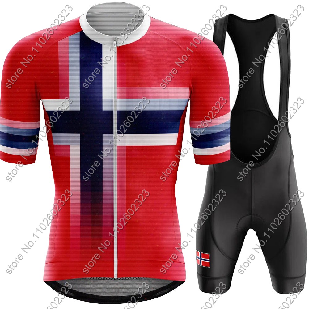 Cycling Bib Shorts - 2024 노르웨이 사이클링 저지 국가대표팀 세트,