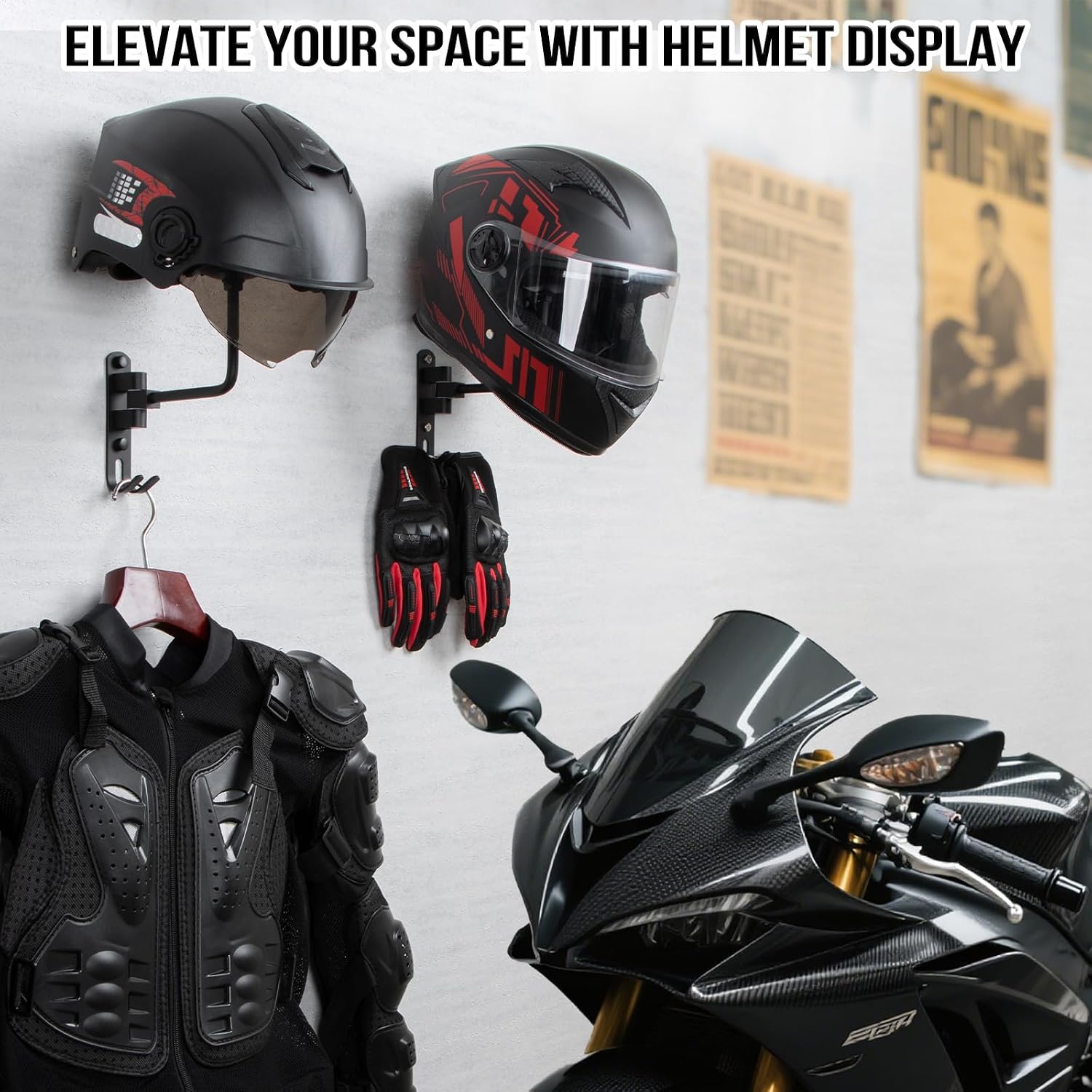 180 °   회전식 벽걸이형 오토바이 헬멧 홀더 (자 - Cycling Gear Wall Mount 리뷰 및 가격