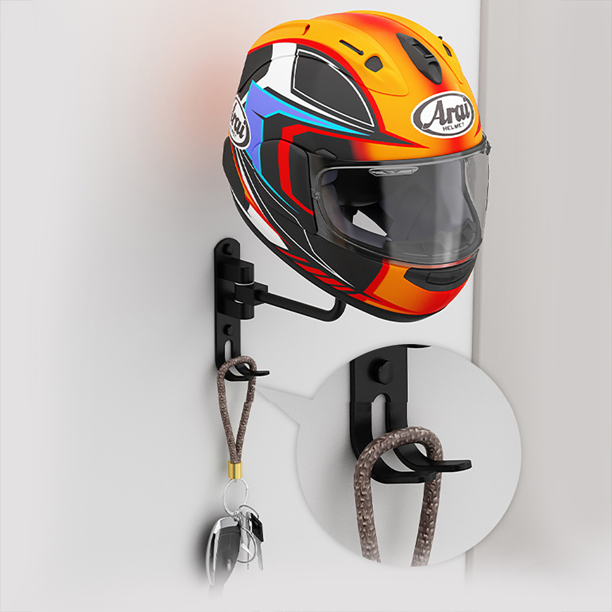 벽걸이형 금속 오토바이 헬멧 랙 - 180도 조절 가능 - Cycling Gear Wall Mount 리뷰 및 가격