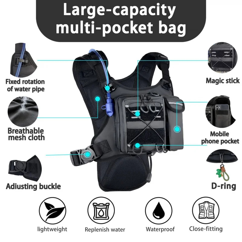 ​ 고품질 전술 조끼 가슴 가방 (2L 물 주머니 포함 - Cycling Gear Vest 리뷰 및 가격