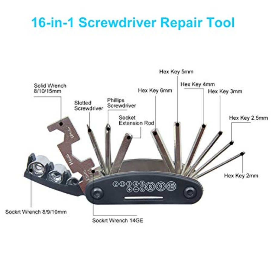 자전거 수리 키트에는 16-in-1 도구, 120Psi - Bicycle Repair Kit 리뷰 및 가격